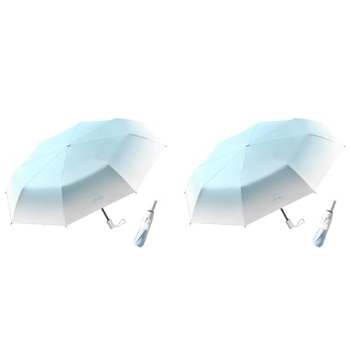 PALAY® Automatic Folding UV Umbrella for Women Kids 8 Fiber Ribs Gradient Modern Style Travel Rain Sun Proof UPF 50 One Button Open Close Ultra Lightweight Azure Blue 2PCS PALAY® Automatic Folding UV Umbrella for Women Kids 8 Fiber Ribs Gradient Modern Style Travel Rain Sun Proof UPF 50 One Button Open Close Ultra Lightweight Azure Blue 2PCS